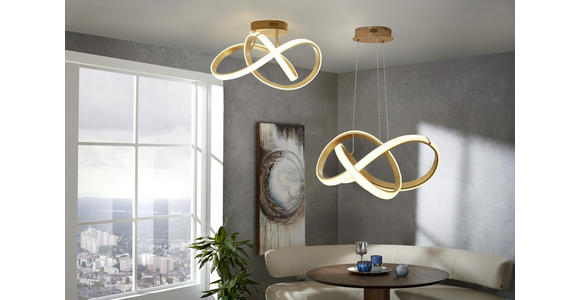 LED-DECKENLEUCHTE 49 W - Goldfarben, Design, Kunststoff/Metall (59/29/59cm) - Ambiente