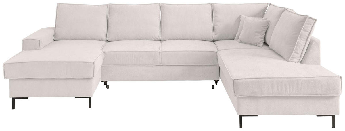 SJEDEĆA GARNITURA tekstil  bež   - bež/crna, Moderno, tekstil/metal (150/309/198cm) - MID.YOU