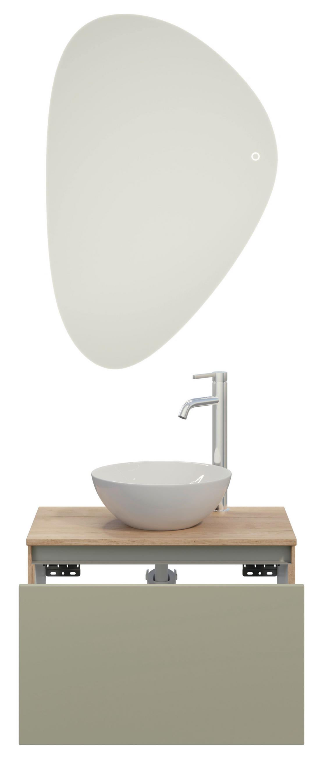 BADEZIMMER 3-teilig  in 60,3 cm  - Edelstahlfarben/Eichefarben, MODERN, Keramik/Holzwerkstoff (60,3cm) - Celina Home