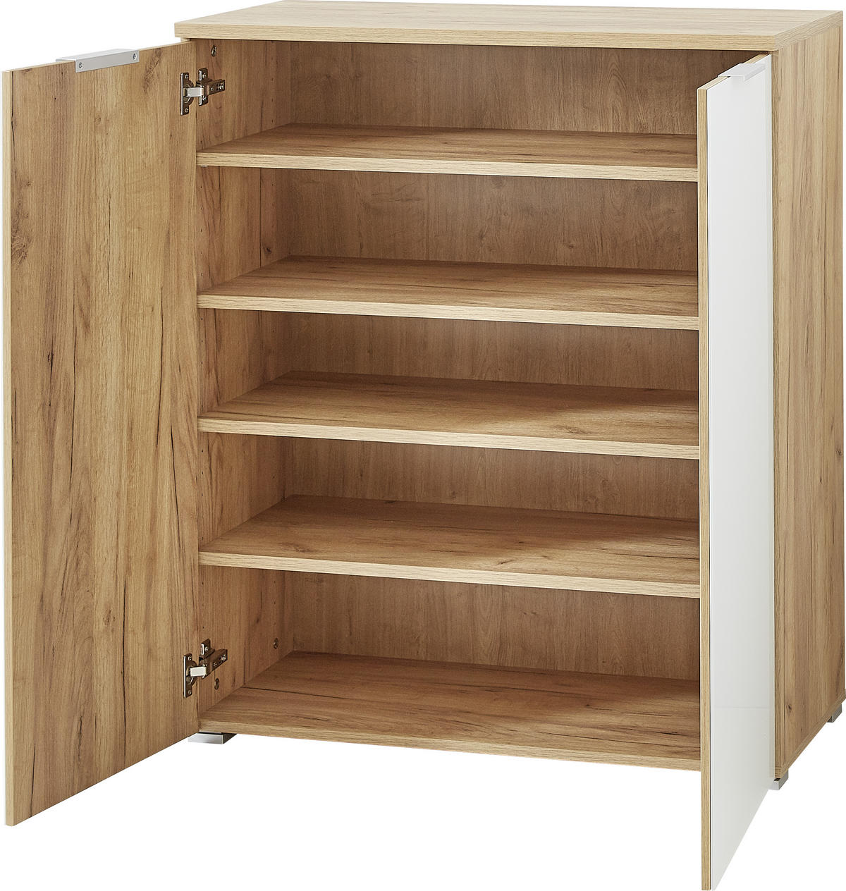 SCHUHSCHRANK  in 89/105/40 cm  - Weiss/Eichefarben, Konventionell, Glas/Holzwerkstoff (89/105/40cm)