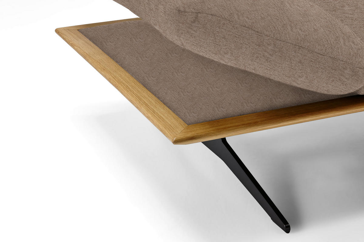 ECKSOFA Formia in Flachgewebe Hellbraun  314/159 cm  - Hellbraun/Schwarz, Design, Holz/Textil (314/159cm) - Dieter Knoll