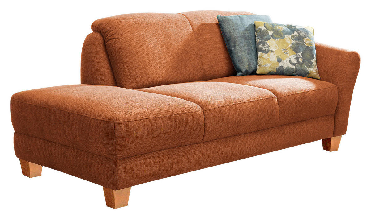 RÉCAMIERE in Flachgewebe Terracotta  - Terracotta/Naturfarben, Konventionell, Holz/Textil (194/84/91cm) - Sit & More