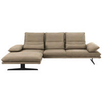 ECKSOFA in Mikrofaser Taupe  164/291 cm  - Taupe/Schwarz, Design, Textil/Metall (164/291cm) - Chilliano