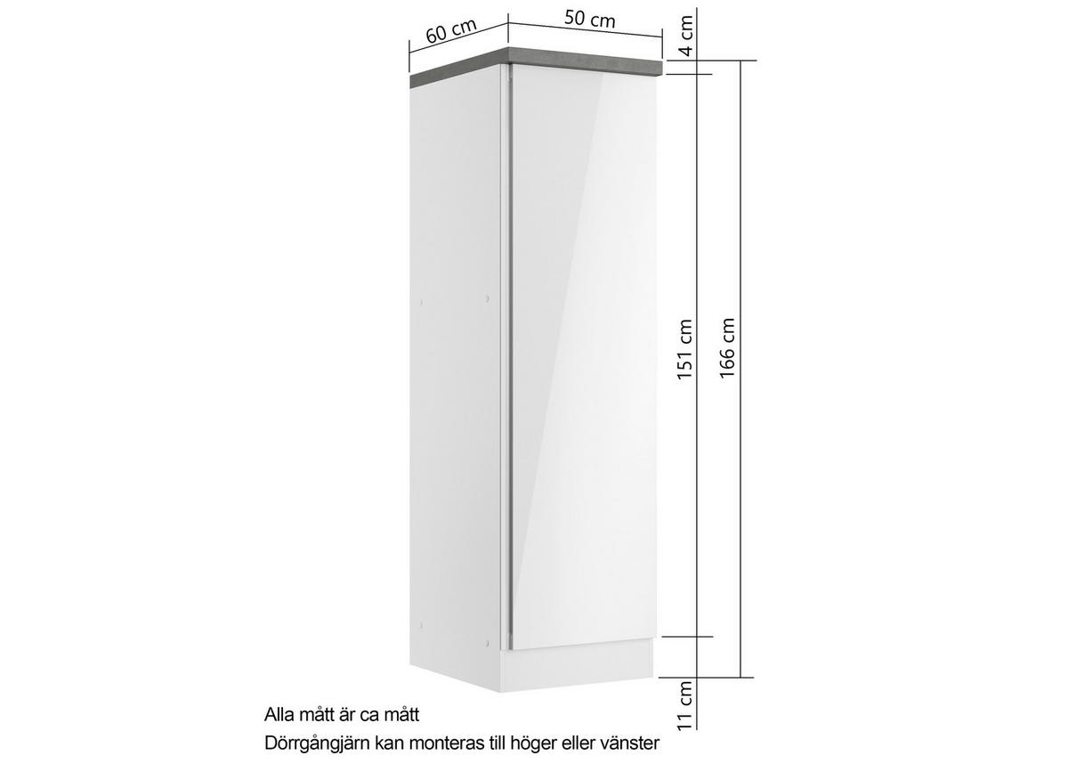 SKÅP MED UTDRAGSFUNKTION 50/166/60 cm  i vit, ek Wotan, vit högglans  - vit/ek Wotan, Lifestyle, trämaterial (50/166/60cm) - Held