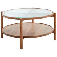 COUCHTISCH Akazie massiv ESG 85/40/85 cm rund Akaziefarben  - Akaziefarben, Natur, Glas/Holz (85/40/85cm) - Livetastic