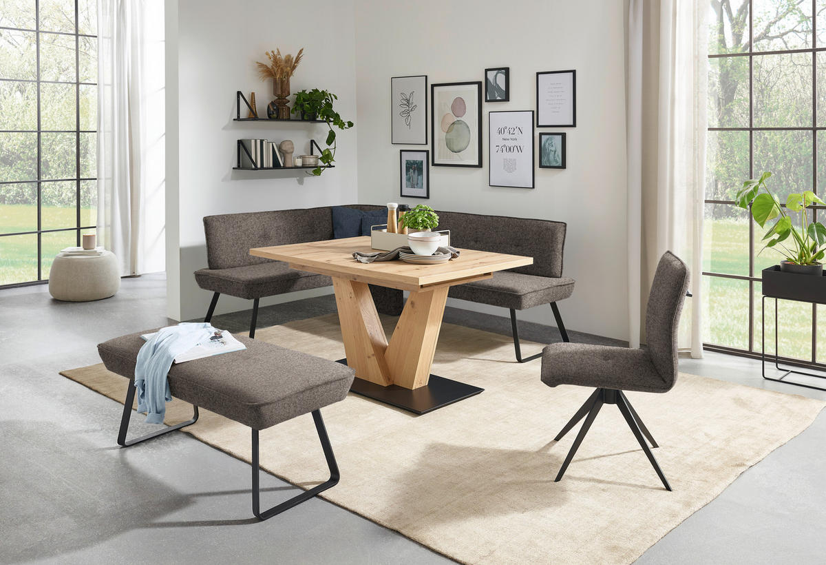 HOCKERBANK 118/50/51 cm   - Hellbraun/Schwarz, Design, Textil/Metall (118/50/51cm) - Dieter Knoll