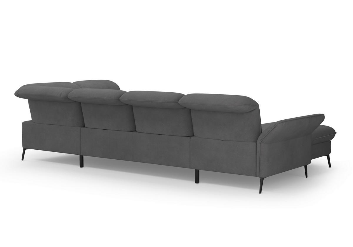 WOHNLANDSCHAFT in Flachgewebe Grau  - Schwarz/Grau, Konventionell, Textil/Metall (198/359/231cm) - Sit & More