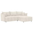 ECKSOFA Creme Plüsch Zierkissen, Rückenkissen, Bettkasten, Schlaffunktion, Rücken echt, Liegefläche im Originalstoff  - Creme/Schwarz, KONVENTIONELL, Kunststoff/Textil (253/192cm) - Carryhome