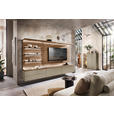 WOHNWAND  in Taupe, Nussbaumfarben  270/182/46 cm  - Taupe/Nussbaumfarben, Design, Glas/Holz (270/182/46cm) - Belluti
