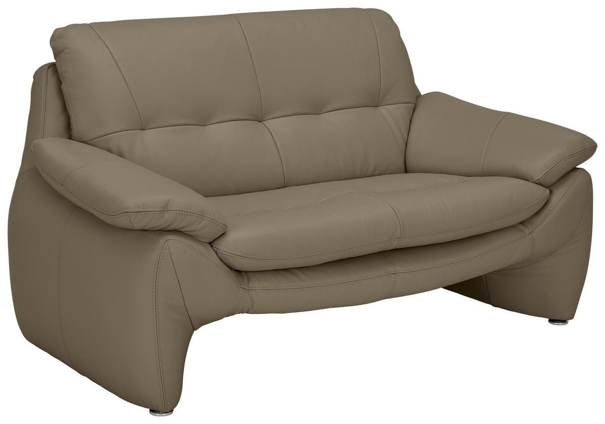 2-SITZER-SOFA Mokka Echtleder  - Silberfarben/Mokka, KONVENTIONELL, Leder/Metall (154/86/91cm) - Celina Home