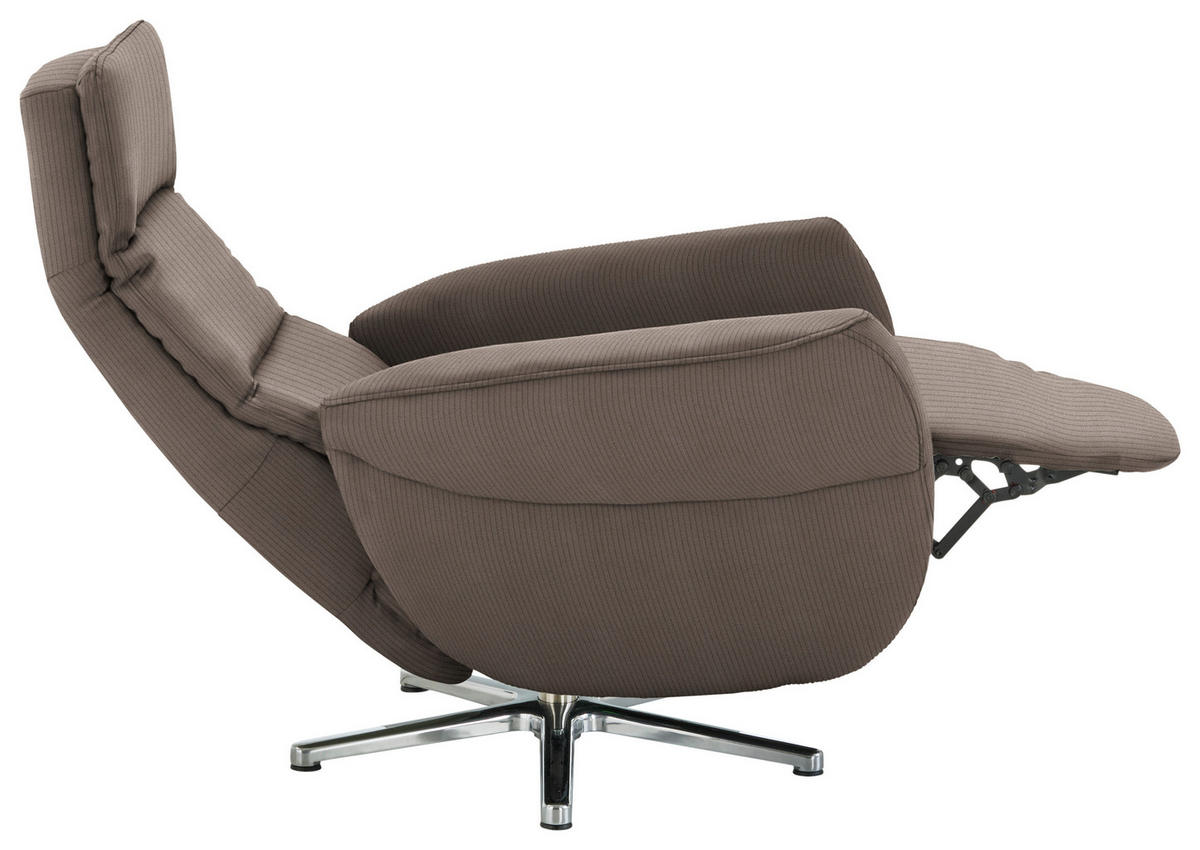 RELAXSESSEL Textil Taupe  - Taupe/Chromfarben, Design, Textil/Metall (78/113/83cm) - Beldomo Speed