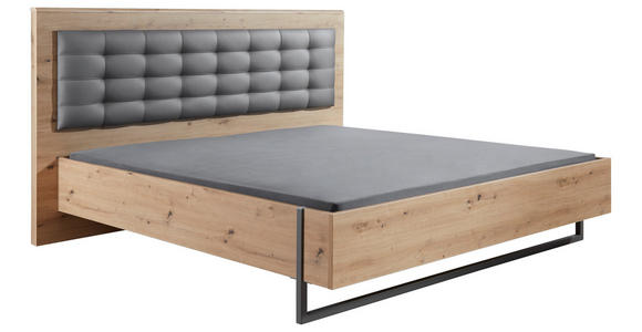 BETT 180/200 cm in Eiche Artisan - Eichefarben/Eiche Artisan, Design, Holzwerkstoff/Textil (180/200cm) - Hom`in