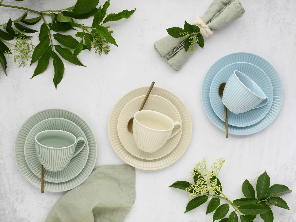 KAFFEESERVICE Creme, Pastellgrün, Pastellblau Valenica Pastell 18-teilig  - Pastellblau/Pastellgrün, Basics, Keramik - Creatable