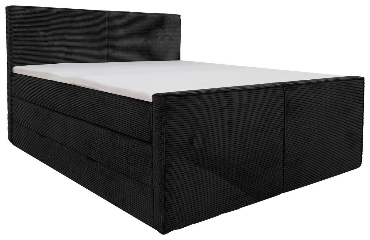 BOXSPRINGBETT 180/200 cm  in Schwarz  - Schwarz, MODERN, Textil (180/200cm) - Livetastic