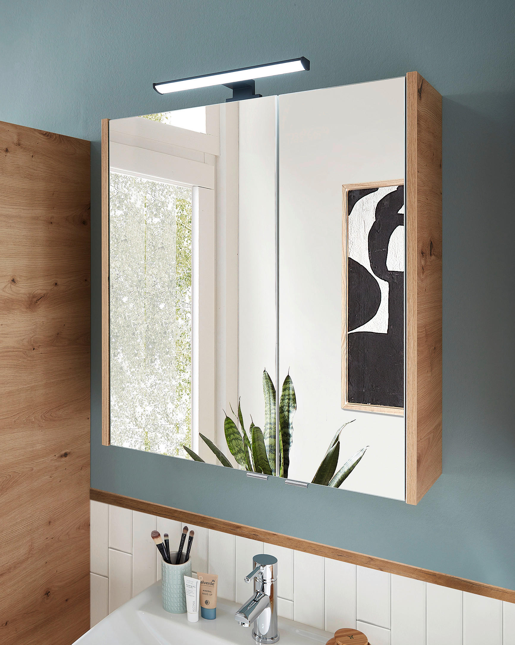 SPIEGELSCHRANK 60/70/20,5 cm  - Chromfarben/Eiche Artisan, KONVENTIONELL, Glas/Holzwerkstoff (60/70/20,5cm) - Xora