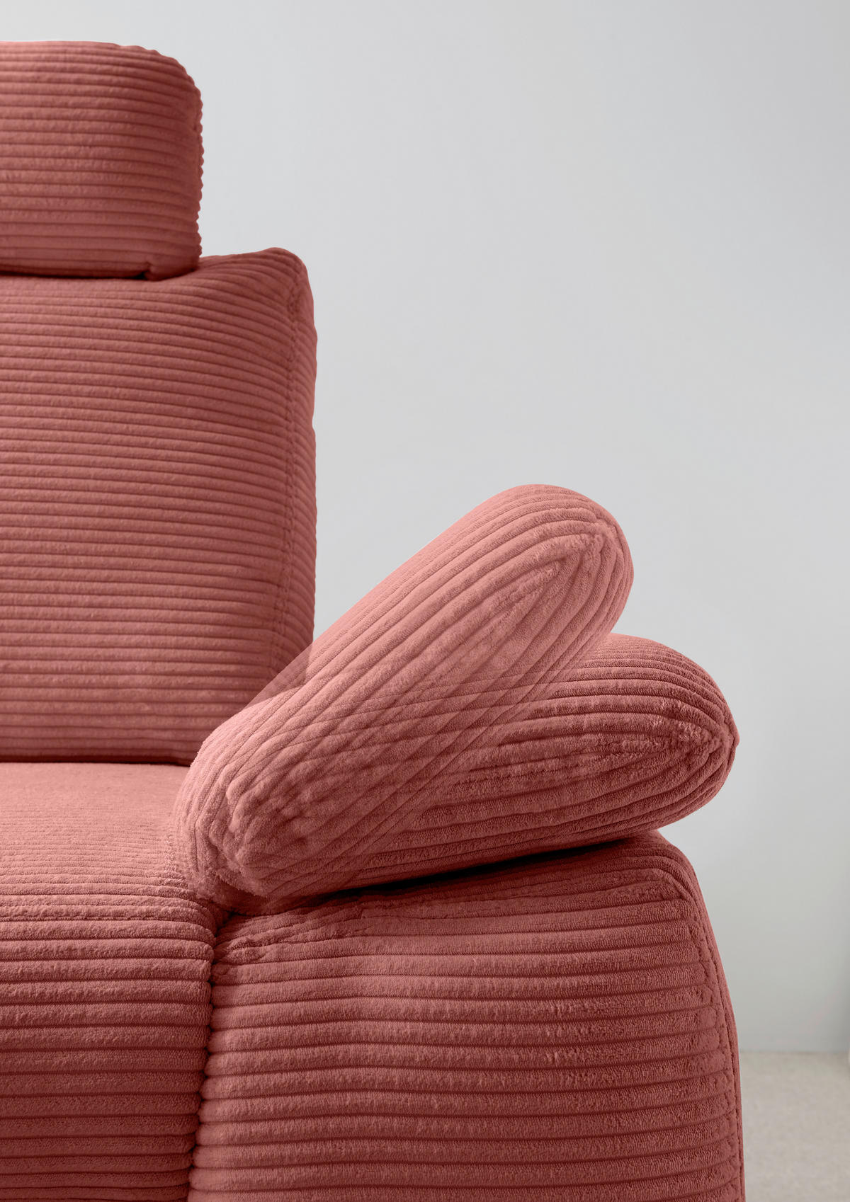 ECKSCHLAFSOFA in Cord Koralle  - Wildeiche/Koralle, Modern, Holz/Textil (206/261cm) - Livetastic