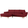 ECKSOFA in Webstoff Rot  - Eichefarben/Rot, Design, Holz/Textil (175/282cm) - Carryhome