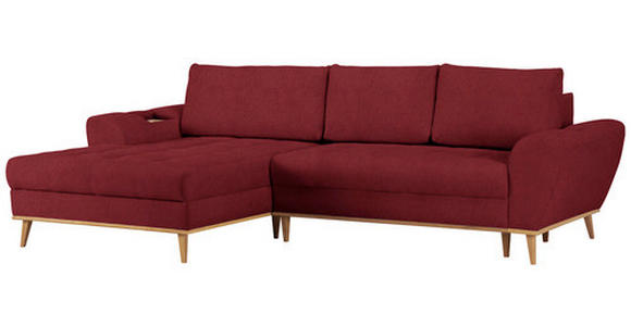 ECKSOFA in Webstoff Rot  - Eichefarben/Rot, Design, Holz/Textil (175/282cm) - Carryhome