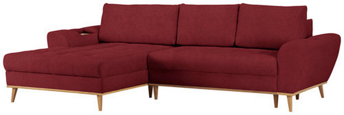 ECKSOFA in Webstoff Rot  - Eichefarben/Rot, Design, Holz/Textil (175/282cm) - Carryhome