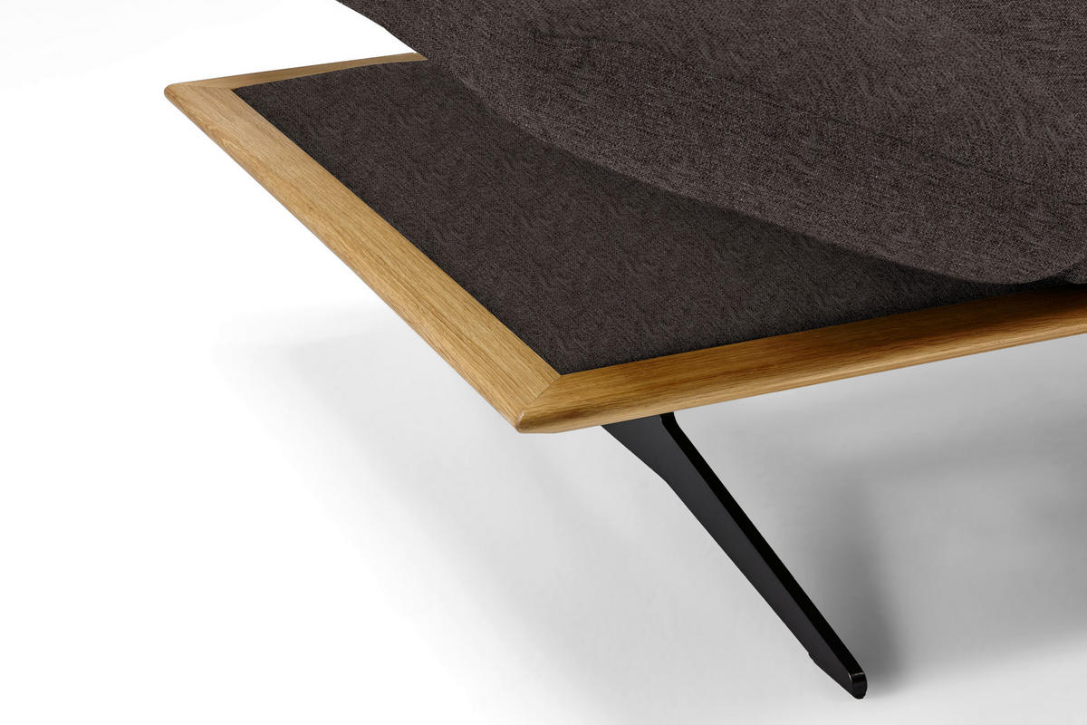 ECKSOFA in Flachgewebe Dunkelbraun  - Dunkelbraun/Schwarz, Design, Holz/Textil (314/159cm) - Dieter Knoll