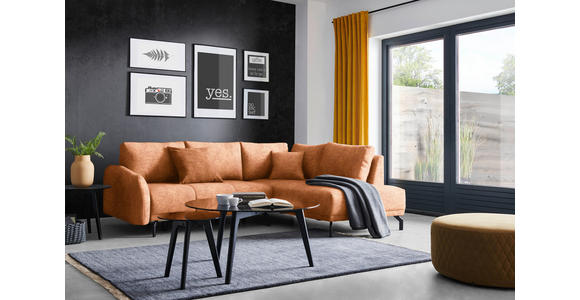 ECKSOFA in Webstoff Rostfarben  - Rostfarben/Schwarz, Design, Textil/Metall (250/191cm) - Carryhome