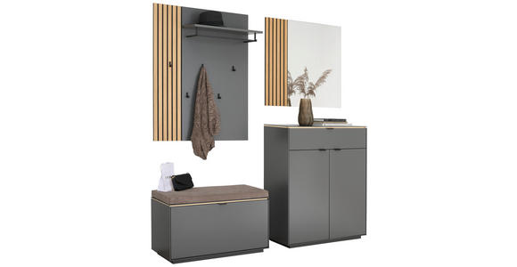 GARDEROBE 4-teilig  in 171/200/40 cm  - Eichefarben/Anthrazit, Design, Glas/Holz (171/200/40cm) - Dieter Knoll