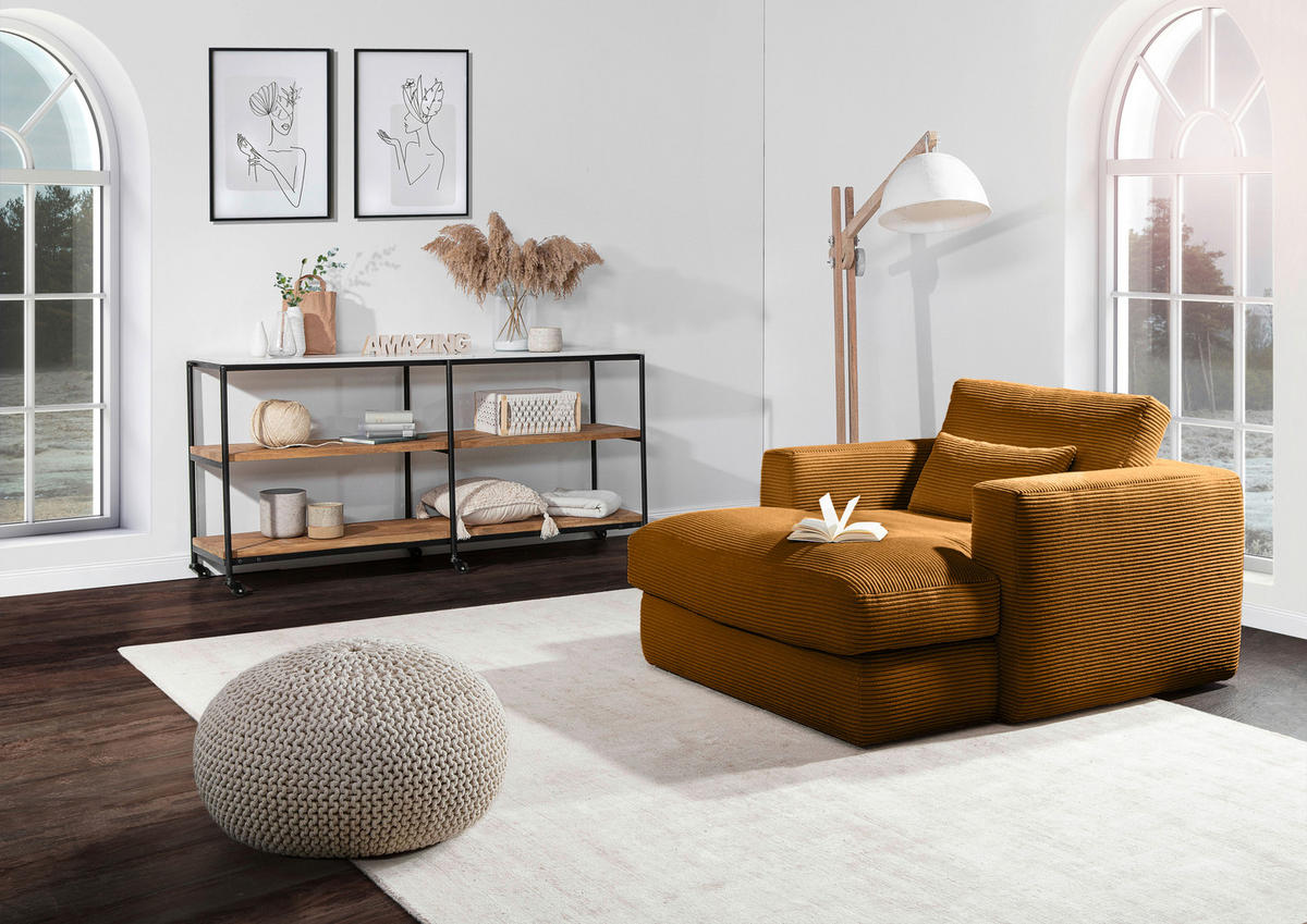 XXL-SESSEL - Bernsteinfarben/Schwarz, ROMANTIK / LANDHAUS, Kunststoff/Textil (120/67/140cm) - Landscape