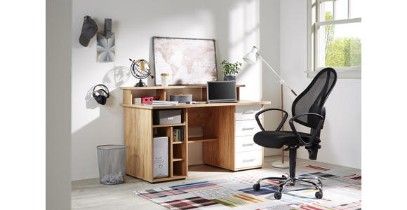 COMPUTERTISCH in Holzwerkstoff 150/93/73 cm - Eichefarben/Silberfarben, KONVENTIONELL, Holzwerkstoff/Kunststoff (150/93/73cm) - Cantus