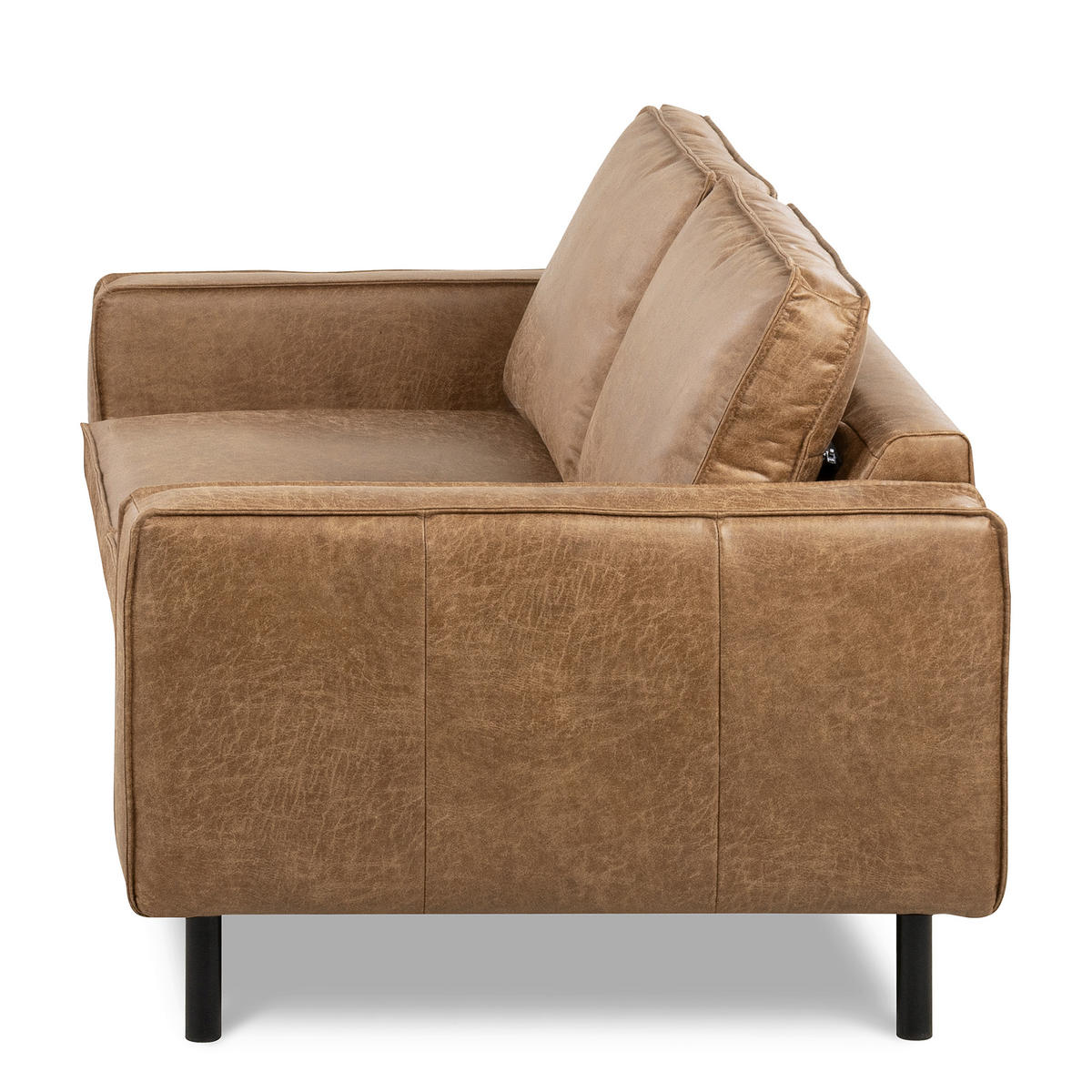 2-SITZER-SOFA Beige Echtleder Lederlook  - Beige, Design, Leder/Textil (148/85/92cm) - Livetastic