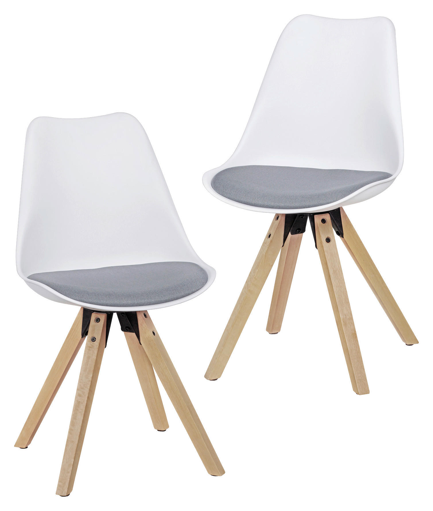 Set De Scaune din lemn, plastic, textil, gri, alb