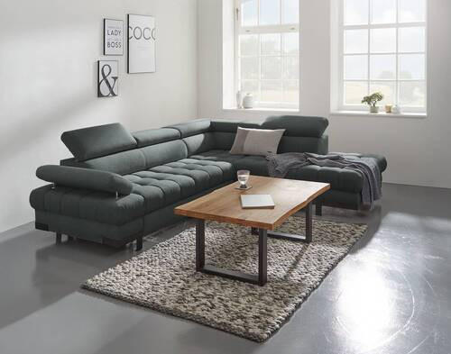 ECKSOFA Graphitfarben Webstoff  - Schwarz/Graphitfarben, Design, Textil/Metall (263/223cm) - Welnova