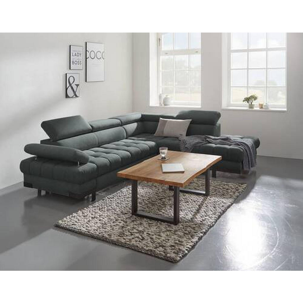 Thumbnail - Welnova Ecksofa, Graphit, Textil, Uni, 5-Sitzer, Ottomane rechts, L-Form, 263x223 cm, Typenauswahl, Bettkasten erhältlic...