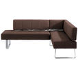 ECKBANK 227/165 cm  in Braun, Edelstahlfarben  - Edelstahlfarben/Braun, Design, Textil/Metall (227/165cm) - Moderano