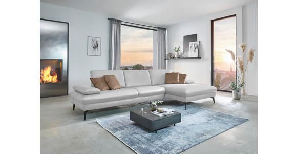ECKSOFA in Echtleder Weiß 325/157 cm - Schwarz/Weiß, Design, Leder/Metall (325/157cm) - Dieter Knoll
