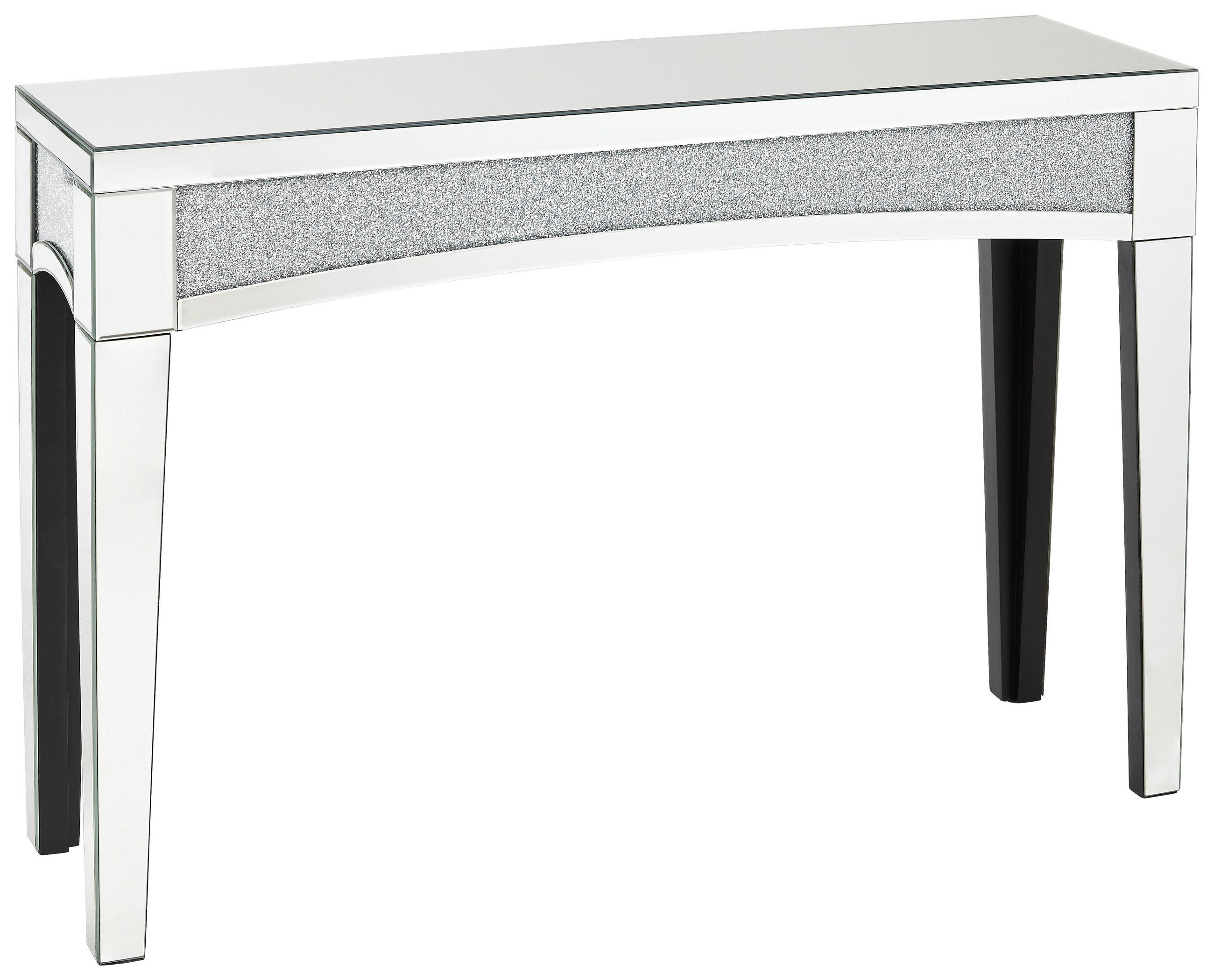 KONZOLOVÝ STOLEK, barvy stříbra, 120,5/81/35,5 cm - barvy stříbra, Trend, kompozitní dřevo/sklo (120,5/81/35,5cm) - Xora