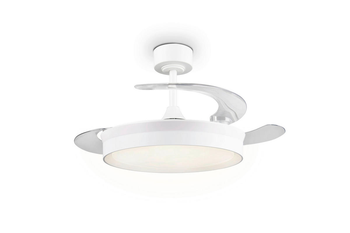 DECKENVENTILATOR - Klar/Weiß, Design, Kunststoff/Metall (46/39cm)