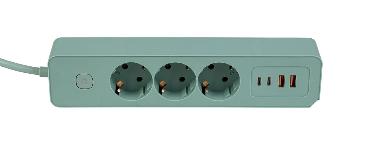 STECKDOSENLEISTE - Mintgrün, Basics, Kunststoff/Metall (24/5,5/4cm) - Mican