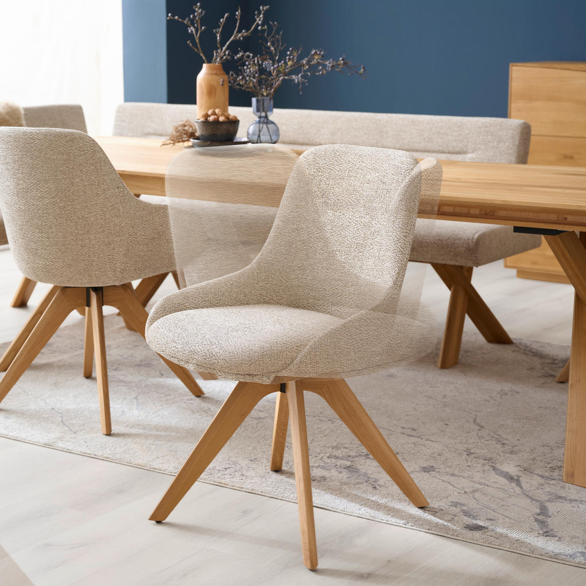 STUHL in Holz, Textil Eichefarben, Sandfarben  - Sandfarben/Eichefarben, Natur, Holz/Textil (57/90/60cm) - Anrei