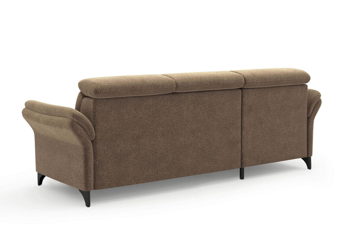 ECKSOFA Flachgewebe Hellbraun  - Hellbraun/Schwarz, Konventionell, Textil/Metall (166/253cm) - Sit & More