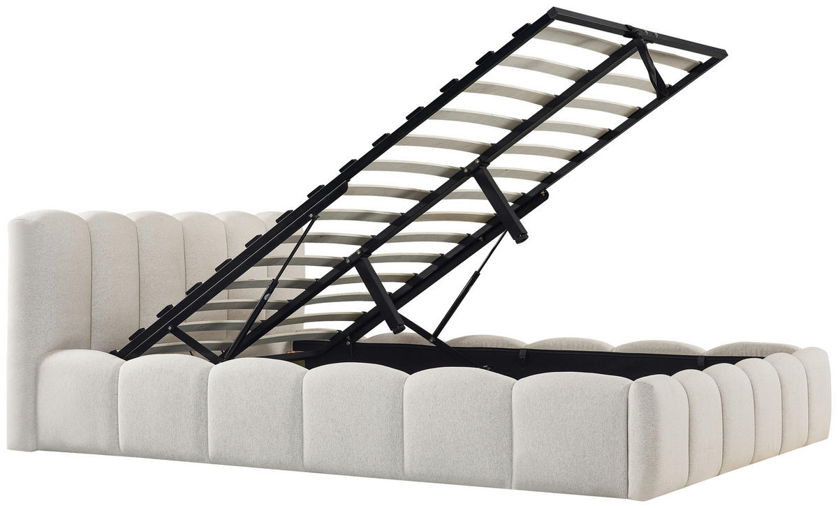 POLSTERBETT 140/200 cm  Creme  - Creme/Schwarz, Modern, Holz/Kunststoff (140/200cm) - Livetastic