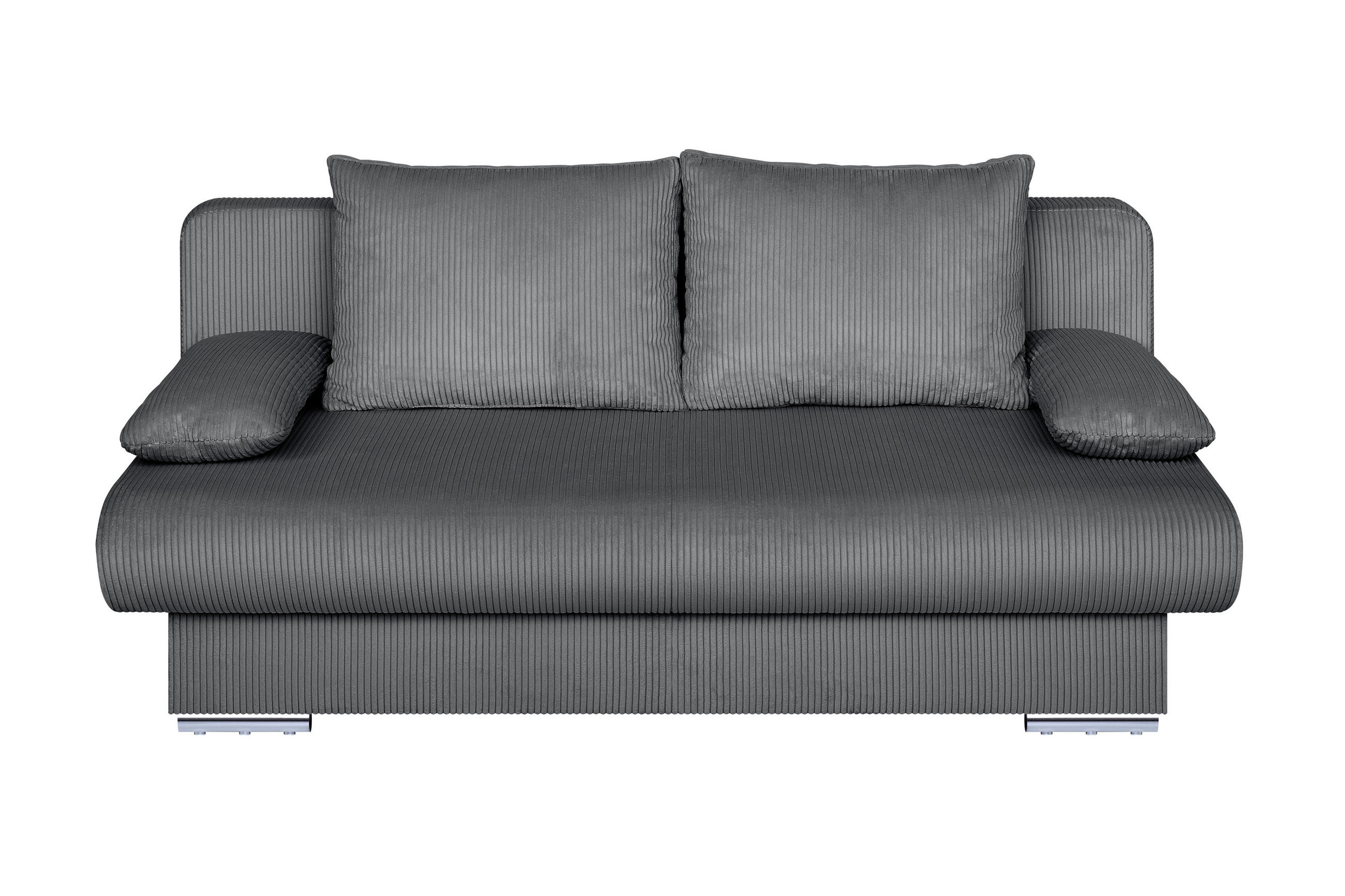 Canapea Extensibilă, textil, material pe bază de lemn, gri închis - gri închis/culoare crom, Design, plastic/textil (193/86/85cm) - P & B