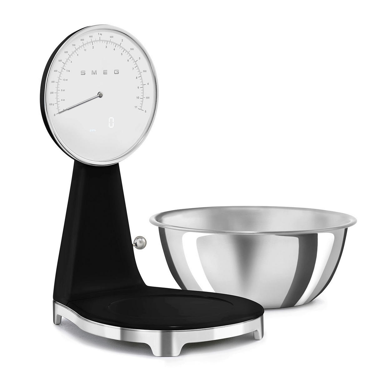 ELEKTRISCHE KÜCHENWAAGE 50's Style  - Schwarz Hochglanz, Trend, Kunststoff (18/31.5/25cm) - SMEG