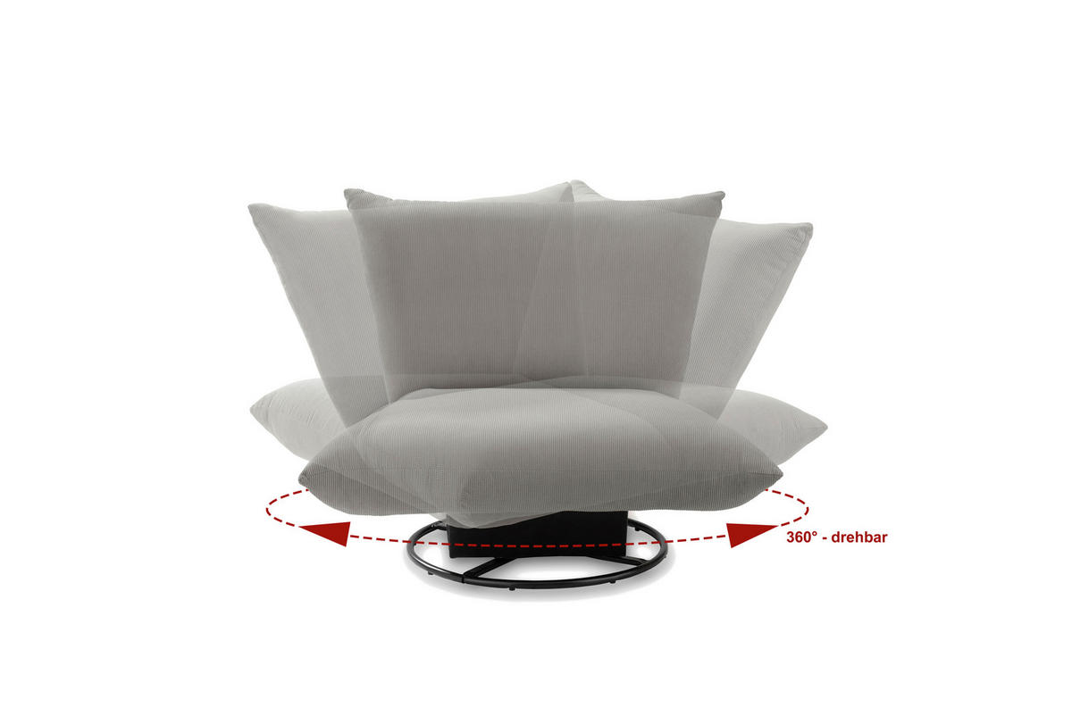 RELAXSESSEL Lesesessel Cord    - Silberfarben/Schwarz, Design, Textil/Metall (100/78/96cm) - Livetastic