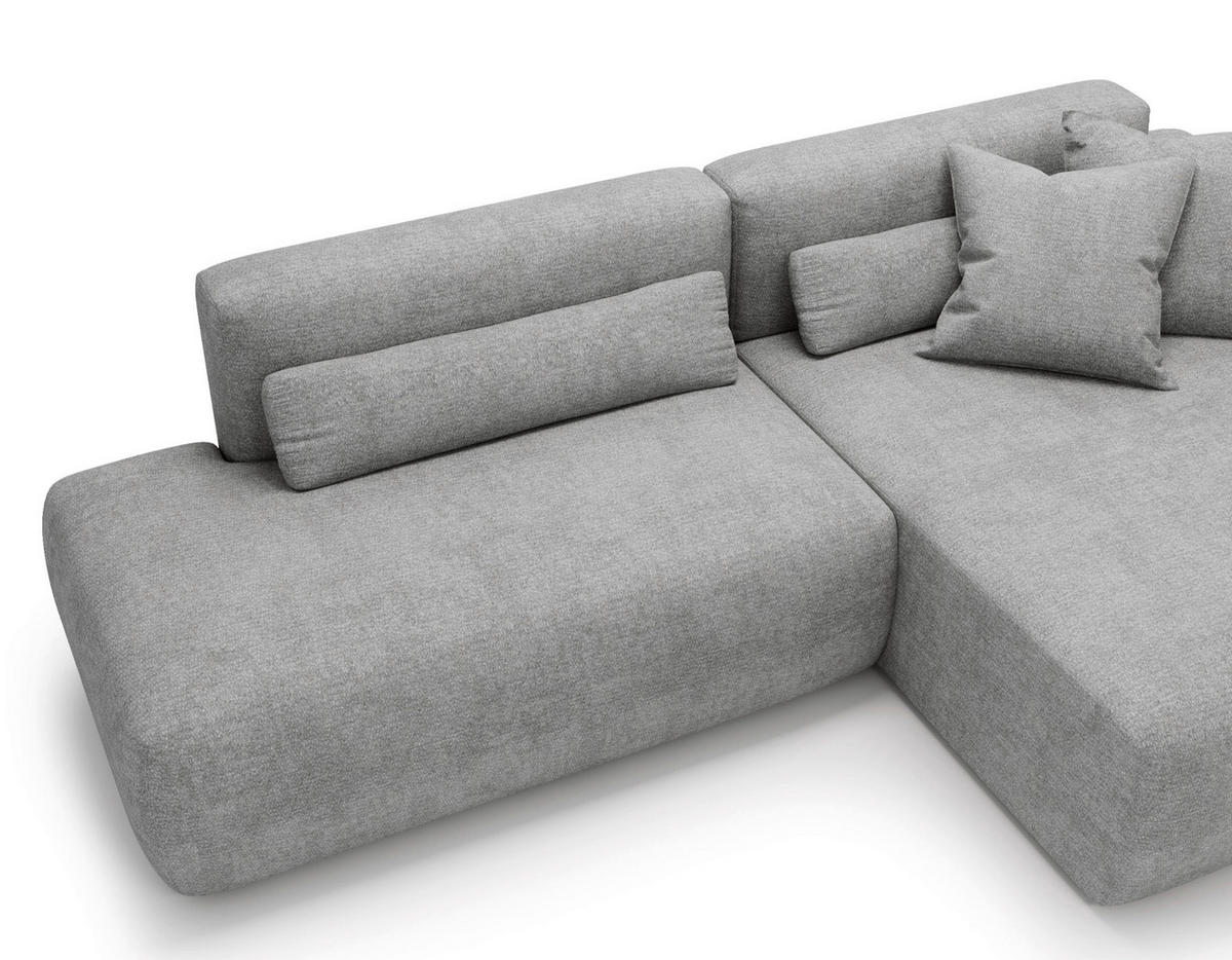 ECKSOFA REVE in Chenille Hellgrau  284/160 cm  - Hellgrau/Schwarz, Design, Kunststoff/Textil (284/160cm) - Livetastic