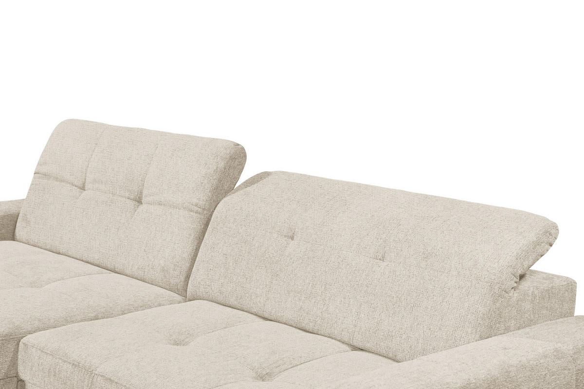 ECKSOFA SORELLA Creme Chenille Kopfteilverstellung, Sitztiefenverstellung  - Kaschmir/Creme, Design, Kunststoff/Textil (182/328cm) - MID.YOU