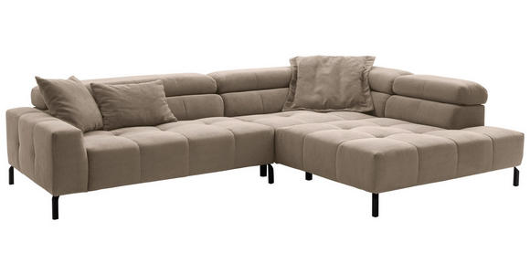 ECKSOFA Taupe Cord  - Taupe/Schwarz, KONVENTIONELL, Textil/Metall (311/219cm) - Hom`in