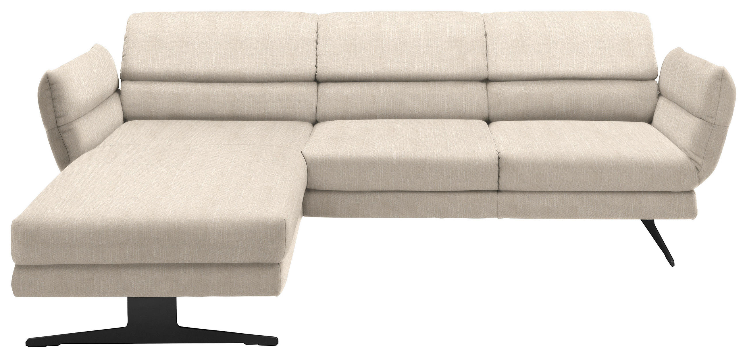 ECKSOFA in Flachgewebe Magnolie  - Magnolie/Schwarz, Design, Textil/Metall (176-217/279-327cm) - Dieter Knoll