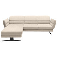 ECKSOFA in Flachgewebe Magnolie  - Magnolie/Schwarz, Design, Textil/Metall (176-217/279-327cm) - Dieter Knoll