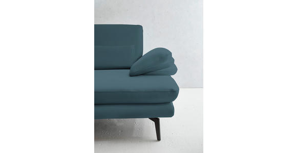 3-SITZER-SOFA in Leder Blau - Blau/Schwarz, Design, Leder/Metall (222/86/104cm) - Dieter Knoll