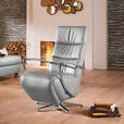 RELAXSESSEL in Leder Hellgrau  - Chromfarben/Hellgrau, Design, Leder/Metall (64/112/80cm) - Cantus